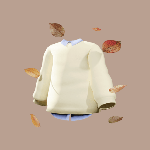 Ivory Shirt Collar Sweatshirt